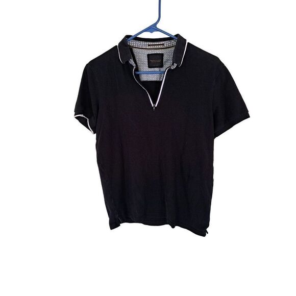 DENIM & FLOWER Blue Short Sleeve Half Zip size small - Picture 1 of 4